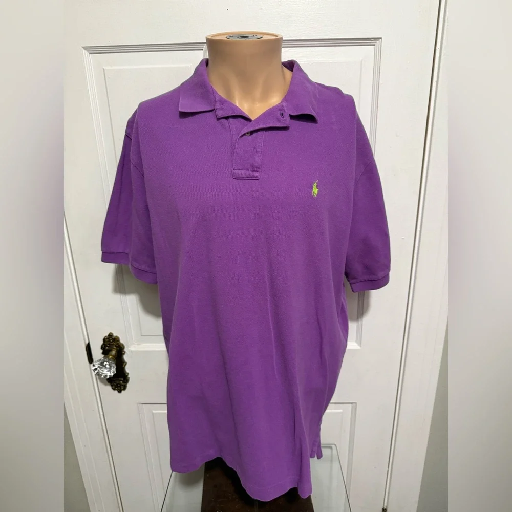Mens XL Polo Ralph Lauren Mens Purple Short Sleeve Polo Shirt Green Logo